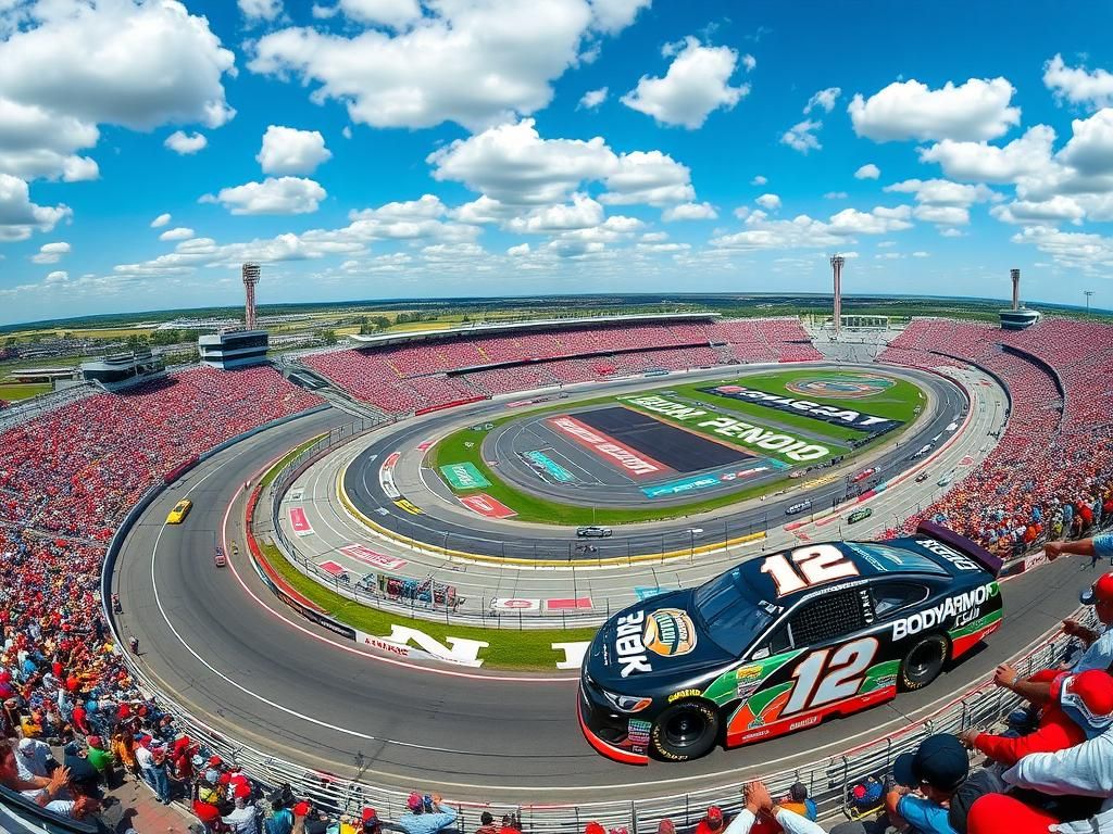 Flick International A vibrant aerial view of a racetrack with multiple racing events showcasing thrilling motorsports action