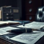 Flick International Close-up of a presidential desk with documents and a vintage autopen