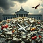 Flick International A chaotic heap of crumpled dollar bills symbolizing government waste