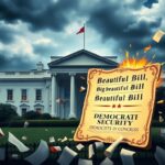 Flick International Dramatic depiction of the White House against a stormy sky symbolizing political tension