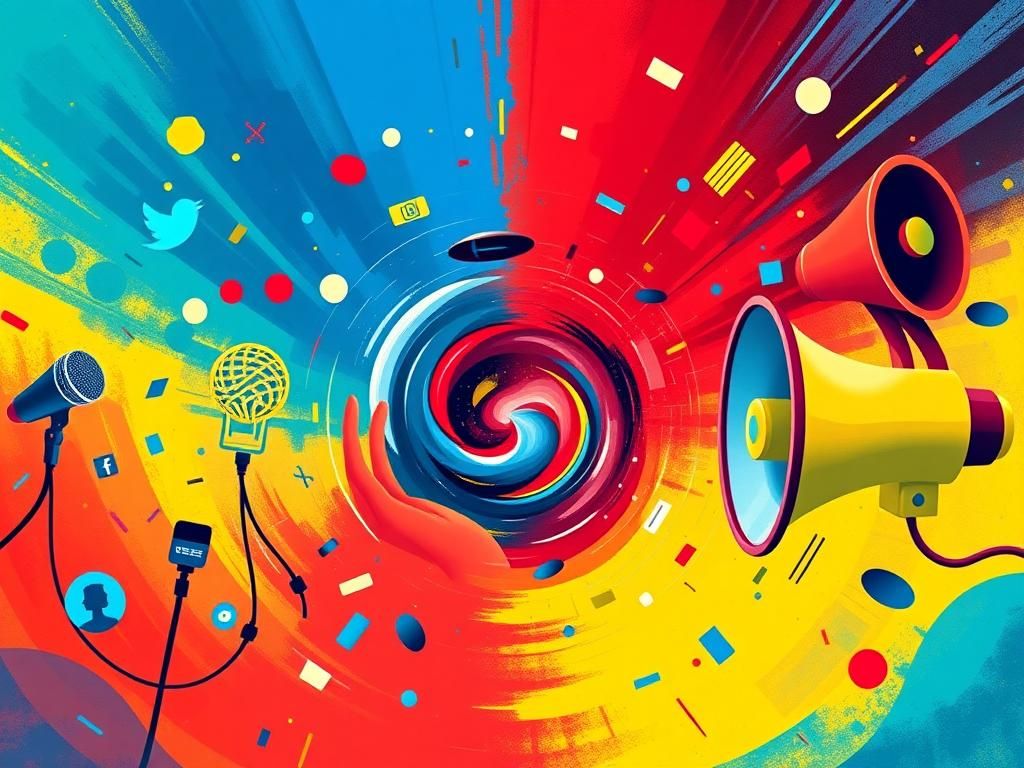 Flick International Abstract representation of contrasting political ideologies in a digital landscape
