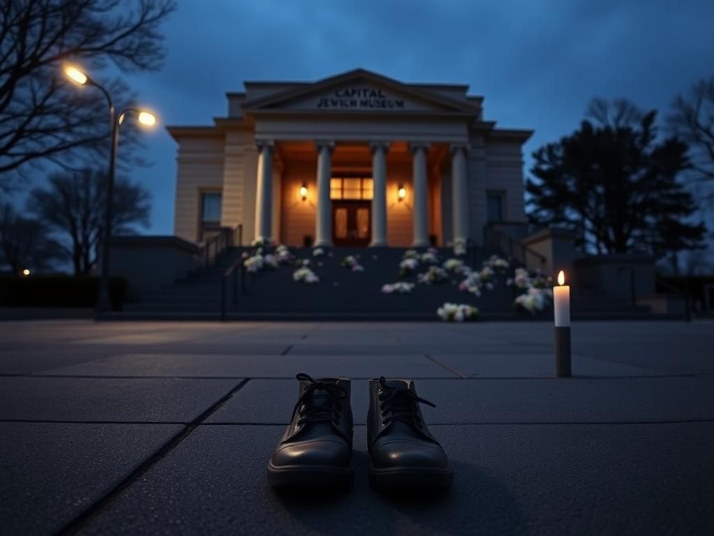 Flick International Empty shoes symbolizing loss outside the Capital Jewish Museum in Washington, D.C.