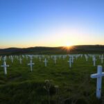 Flick International Serene landscape in South Africa with white wooden crosses marking a memorial for White farmers