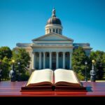 Flick International New Hampshire state Capitol building with a signing desk for sanctuary city bills