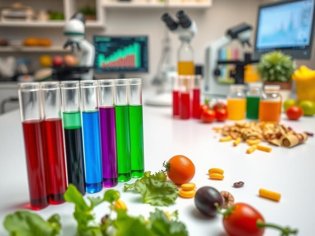 Flick International Laboratory setting with test tubes filled with blood and urine samples representing junk food consumption detection