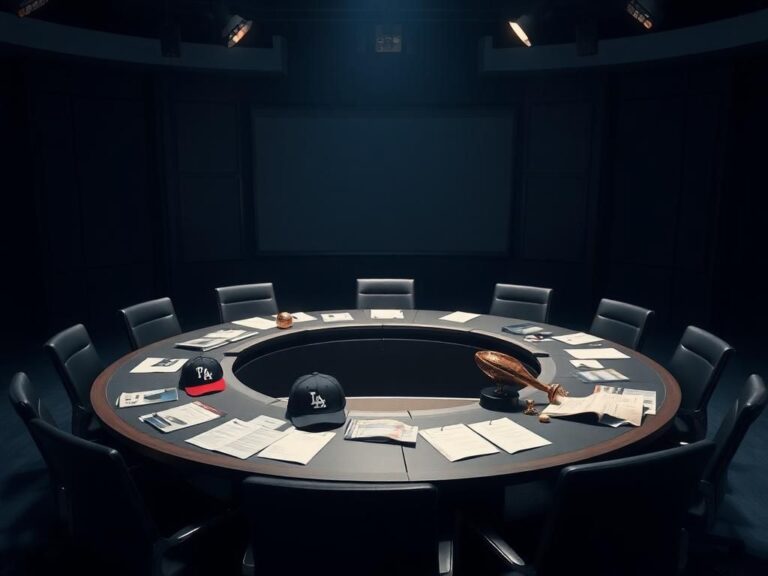 Flick International Empty sports studio with a circular table and black chairs, signifying the end of 'Around the Horn'