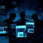 Flick International A tense representation of the online social media landscape with distorted advertisements and corporate shadows