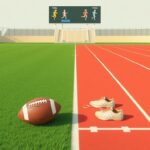 Flick International A stylized sports field scene contrasting traditional football turf and a vibrant track.