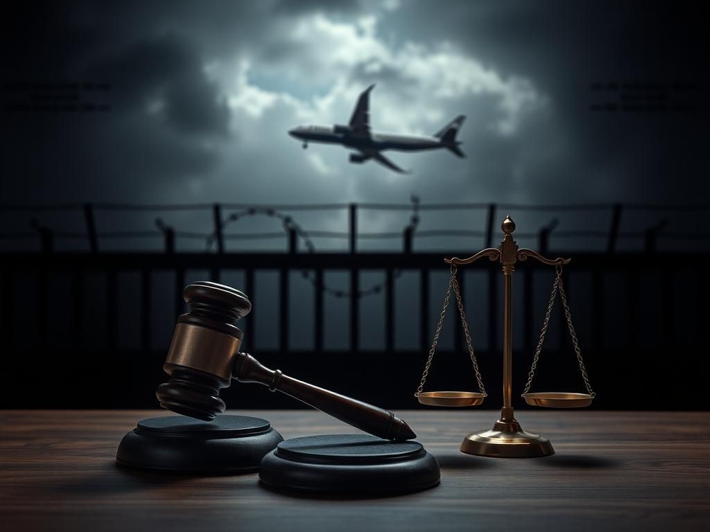 Flick International A somber courtroom scene depicting a gavel and scales of justice