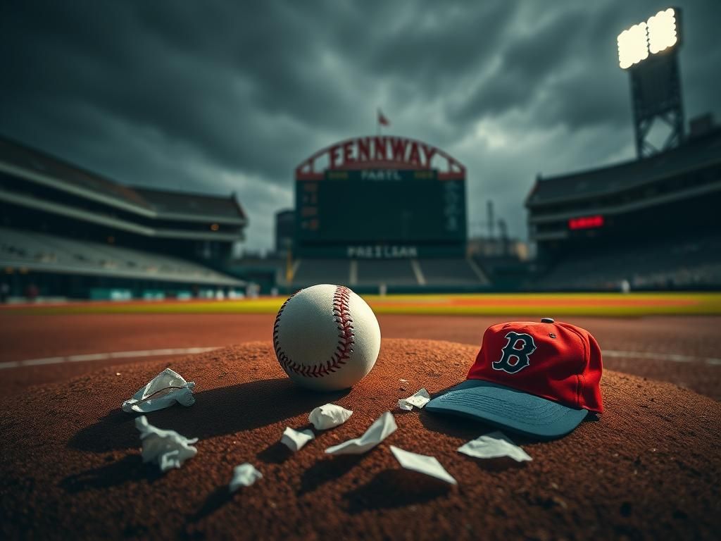 Flick International A gritty baseball mound at Fenway Park with a dirty baseball symbolizing disappointment