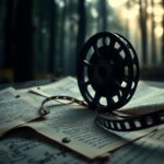 Flick International Close-up of a vintage movie reel and crumpled script pages symbolizing art and politics in Hollywood