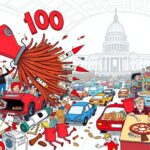 Flick International A whimsical illustration featuring oversized objects highlighting humorous challenges related to dissatisfaction with a prolonged Trump presidency.
