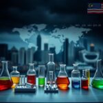 Flick International Table set with chemical lab equipment symbolizing fentanyl precursors