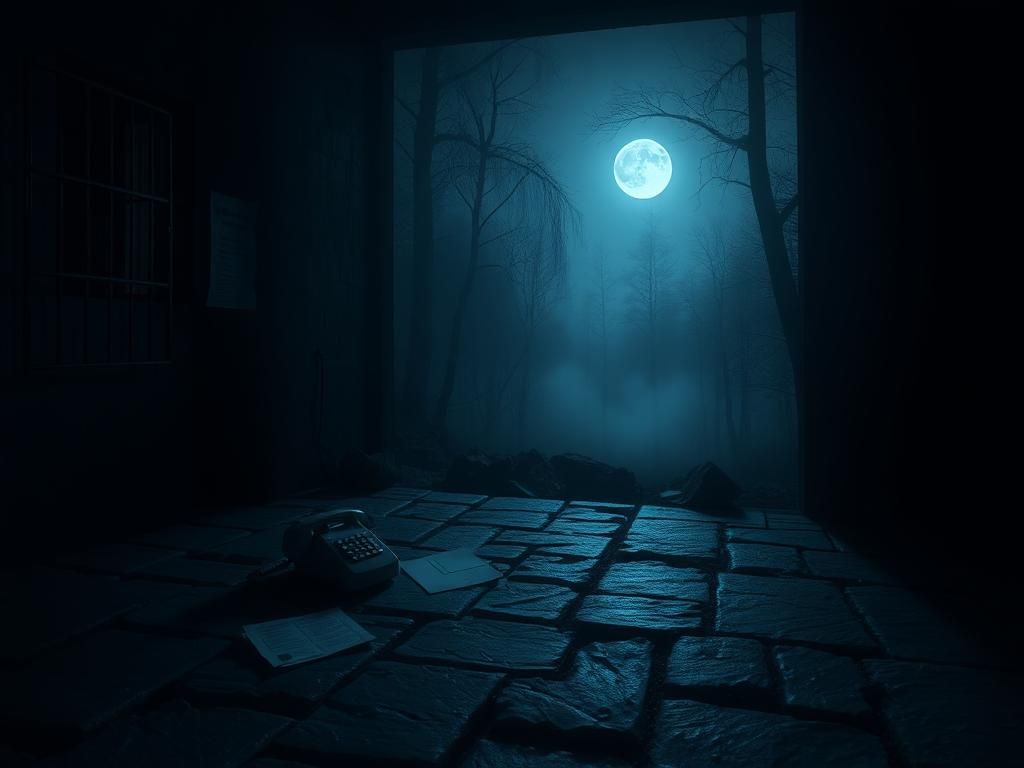 Flick International A dark prison cell illuminated by moonlight, symbolizing jailhouse calls and secrets.