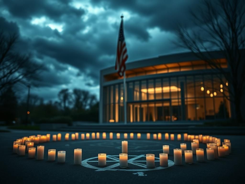 Flick International Memorial with glowing candles outside the Capital Jewish Museum in Washington, D.C.