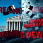 Flick International A dramatic depiction of the United States Supreme Court and chaotic breaking news interaction.