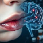 Flick International Close-up of a cold sore on a lip transitioning to an abstract representation of a human brain
