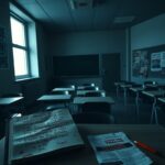 Flick International A dimly lit college classroom reflecting the rise of antisemitism