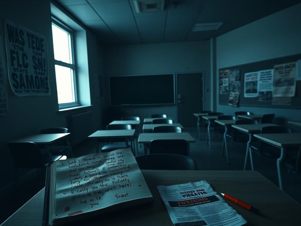 Flick International A dimly lit college classroom reflecting the rise of antisemitism