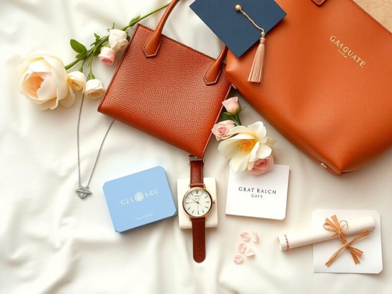 Flick International Luxurious graduation gifts arranged elegantly on a soft surface