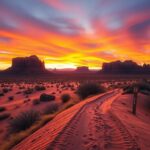 Flick International Scenic Arizona desert landscape at sunset with winding trail