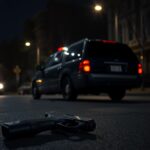 Flick International Dark nighttime street scene in Washington, D.C. with unmarked vehicle and shadowy figure.