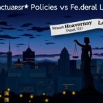 Flick International Dramatic cityscape of Newark, Hoboken, Jersey City, and Paterson against a twilight sky featuring a justice statue.