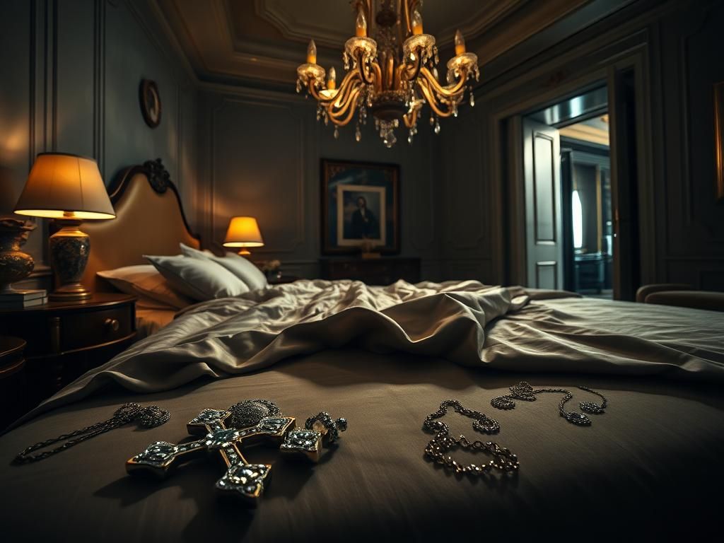 Flick International Luxurious hotel room post-robbery with scattered jewelry