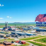 Flick International modern manufacturing facilities in a sprawling industrial park with American flag