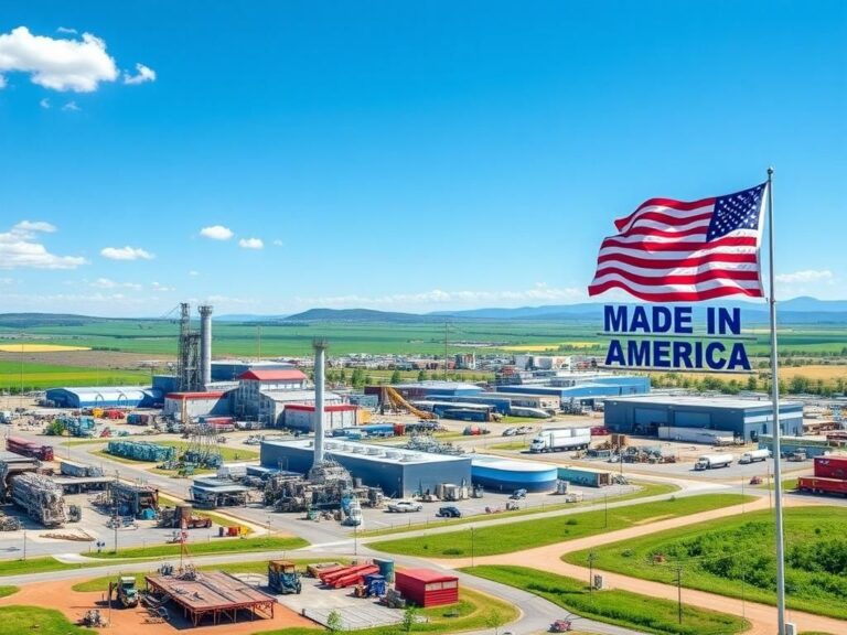 Flick International modern manufacturing facilities in a sprawling industrial park with American flag