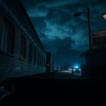 Flick International Exterior view of the Orleans Justice Center during a nighttime prison escape scene