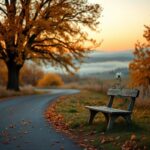 Flick International Tranquil autumn landscape with a serene country road and vibrant foliage
