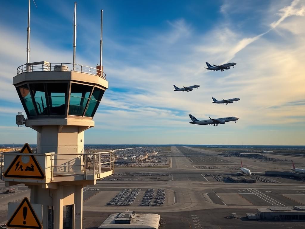 Flick International A detailed close-up of a temporary control tower with a misplaced antenna at Ronald Reagan Washington National Airport (DCA)