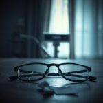 Flick International Discarded broken eyeglasses symbolizing lost vision and hope after laser eye surgery complications
