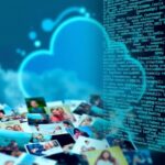 Flick International Conceptual digital collage depicting AI technology implications with blurred cloud storage icon and fragmented family images