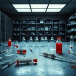 Flick International Empty cages and medical instruments in a laboratory setting representing controversial transgender animal experiments