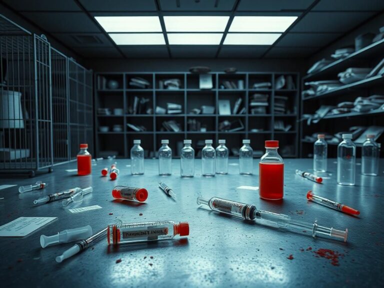 Flick International Empty cages and medical instruments in a laboratory setting representing controversial transgender animal experiments