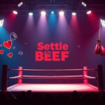 Flick International A boxing ring illuminated by bright spotlights in a dimly lit arena, representing rivalry.