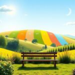 Flick International A serene landscape depicting the seven-day week with vibrant colors symbolizing rest and work.