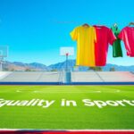 Flick International Vibrant sports field with jerseys symbolizing gender identity in athletics