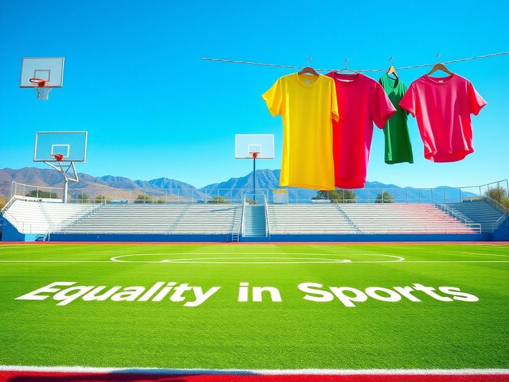 Flick International Vibrant sports field with jerseys symbolizing gender identity in athletics