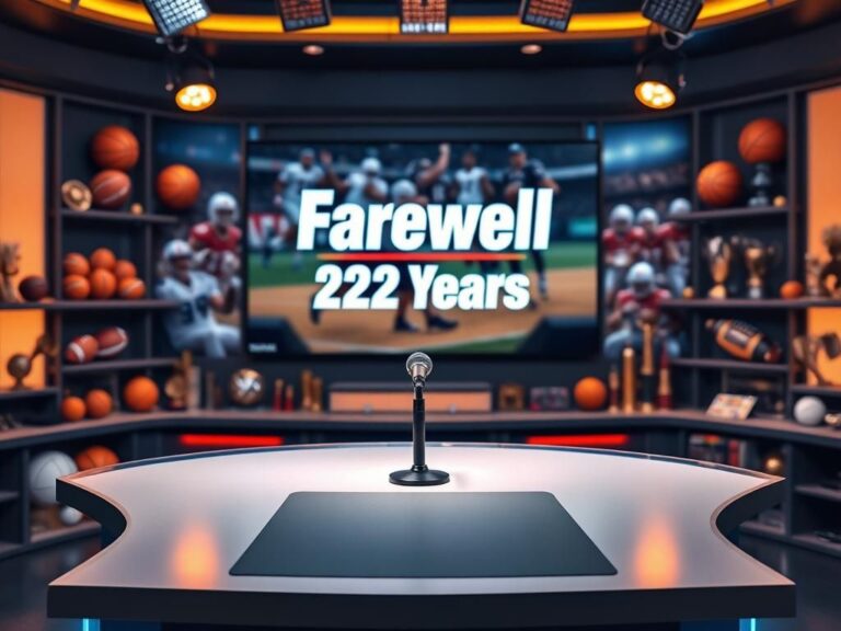 Flick International A sleek sports studio set symbolizing the end of 'Around the Horn' hosted by Tim Cowlishaw