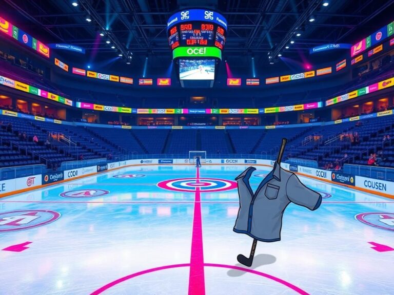 Flick International Playful moment at an ice hockey rink with lifted shirt and whimsical hockey elements