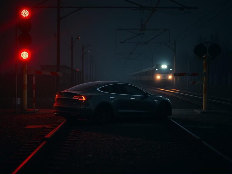 Flick International Police officers rescuing driver from car on railway tracks before train collision