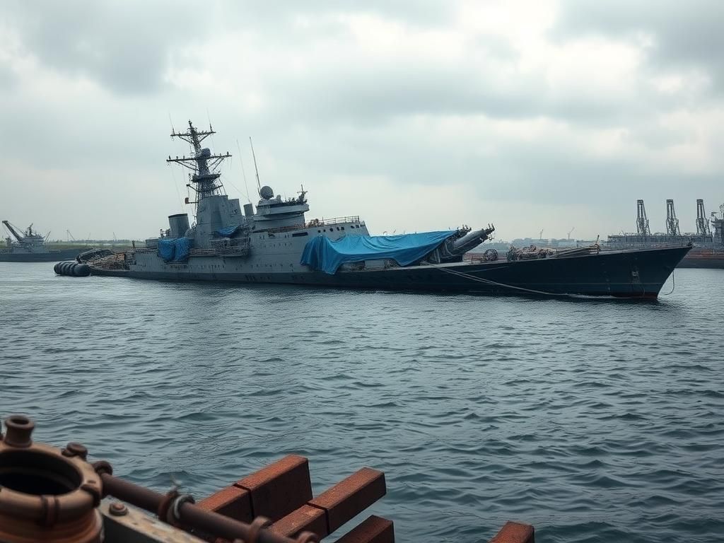 Flick International Partially submerged North Korean naval destroyer damaged after failed launch