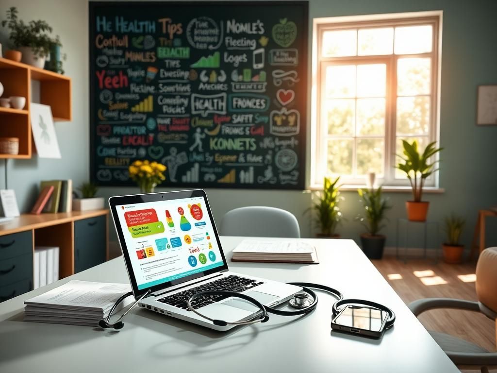 Flick International Serene doctor's office with organized desk and health education materials