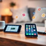 Flick International Close-up of two iPhones on a wooden table showcasing FaceTime remote screen control interface