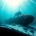 Flick International Underwater view of the USS F-1 submarine wreck resting on the ocean floor