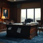 Flick International Ornate desk symbolizing political discussions and aging leadership