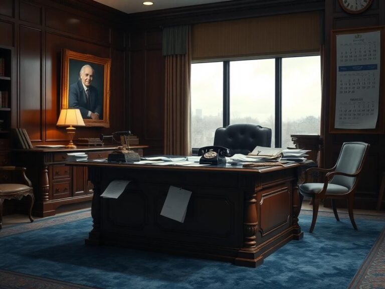 Flick International Ornate desk symbolizing political discussions and aging leadership